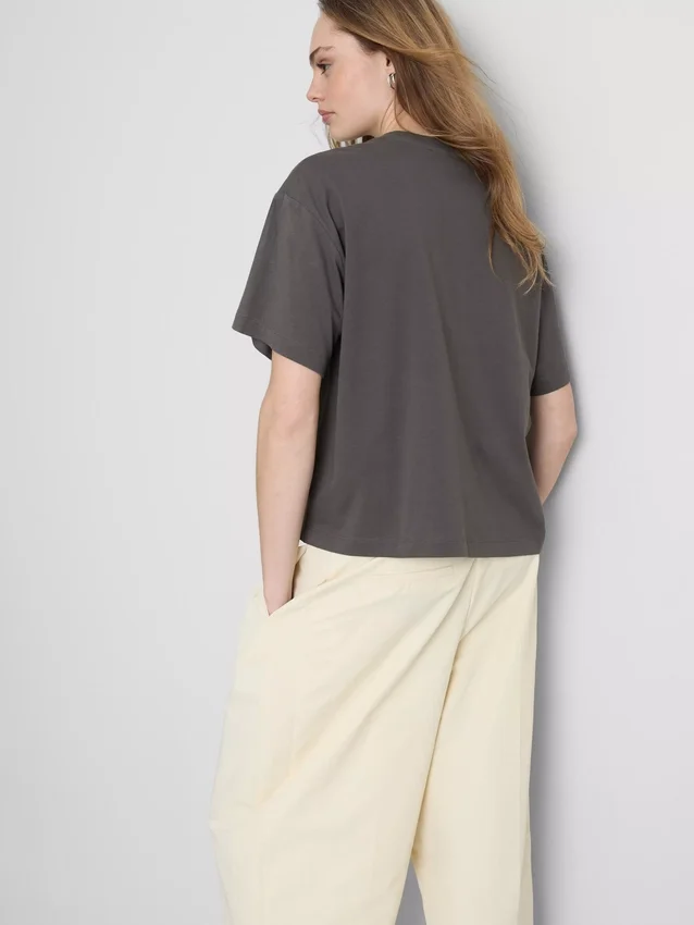 Camiseta gráfica de algodón de corte recto