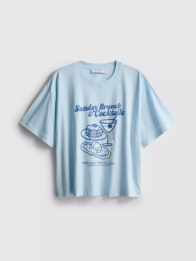Camiseta gráfica de algodón de corte recto