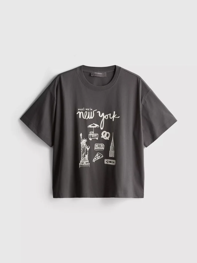 Camiseta gráfica de algodón de corte recto