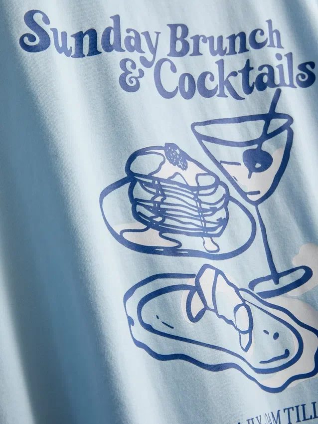 Camiseta gráfica de algodón de corte recto