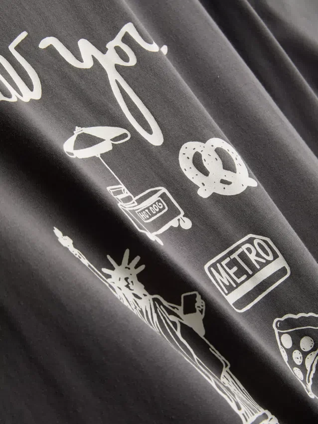 Camiseta gráfica de algodón de corte recto