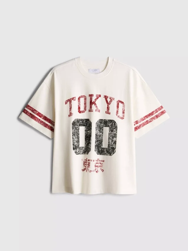 Camiseta gráfica desgastada de manga corta «Tokyo»