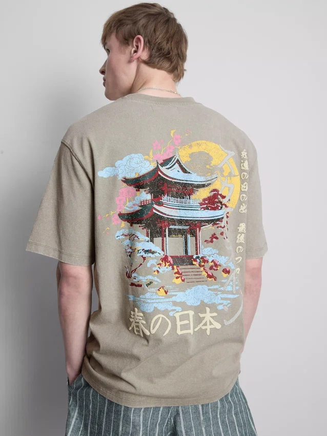 Camiseta gráfica lavada de Japón