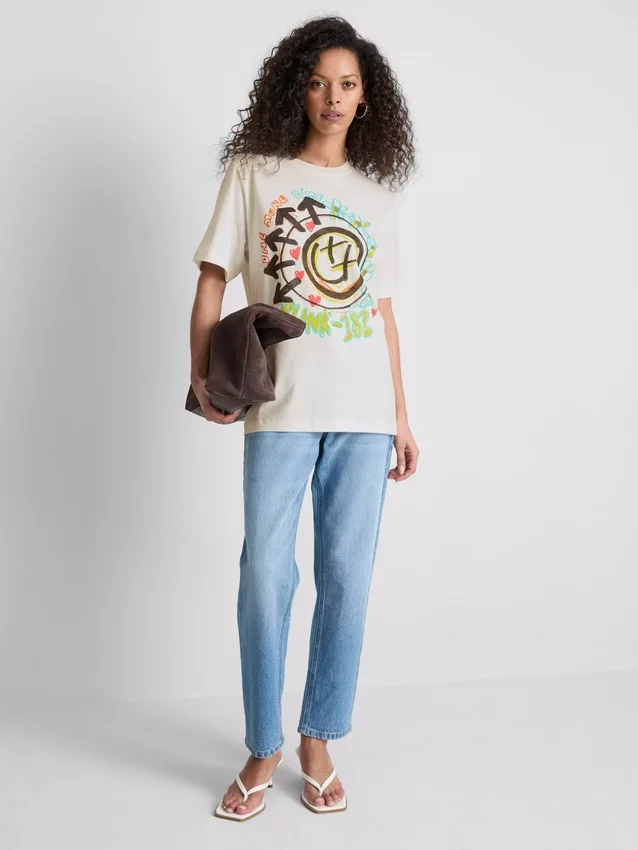 Camiseta holgada de algodón con logotipo de Blink 182