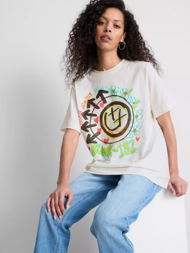 Camiseta holgada de algodón con logotipo de Blink 182