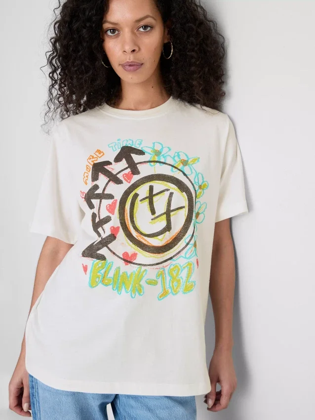 Camiseta holgada de algodón con logotipo de Blink 182