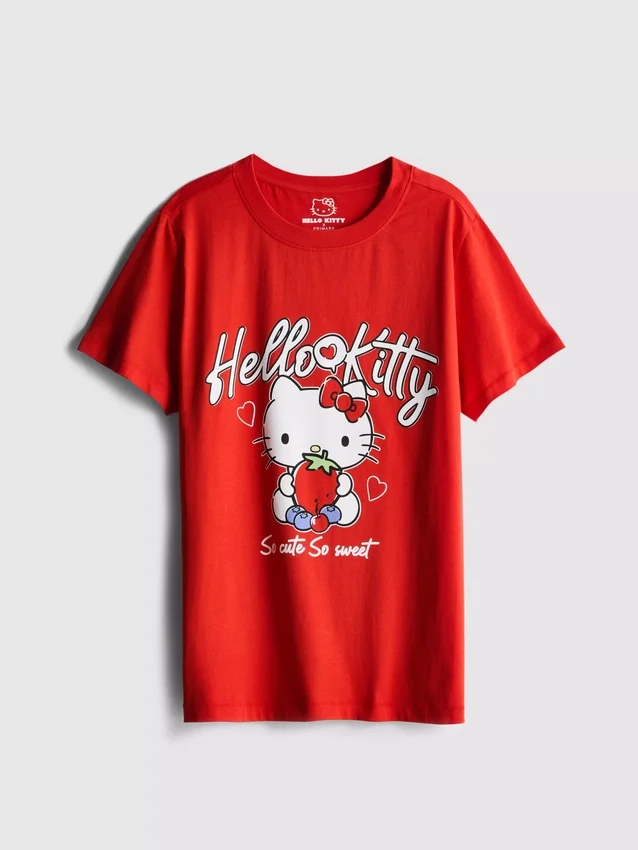 Camiseta holgada de algodón Hello Kitty con estampado de fresas