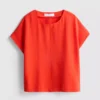 Camiseta holgada de cuello redondo con ventilación