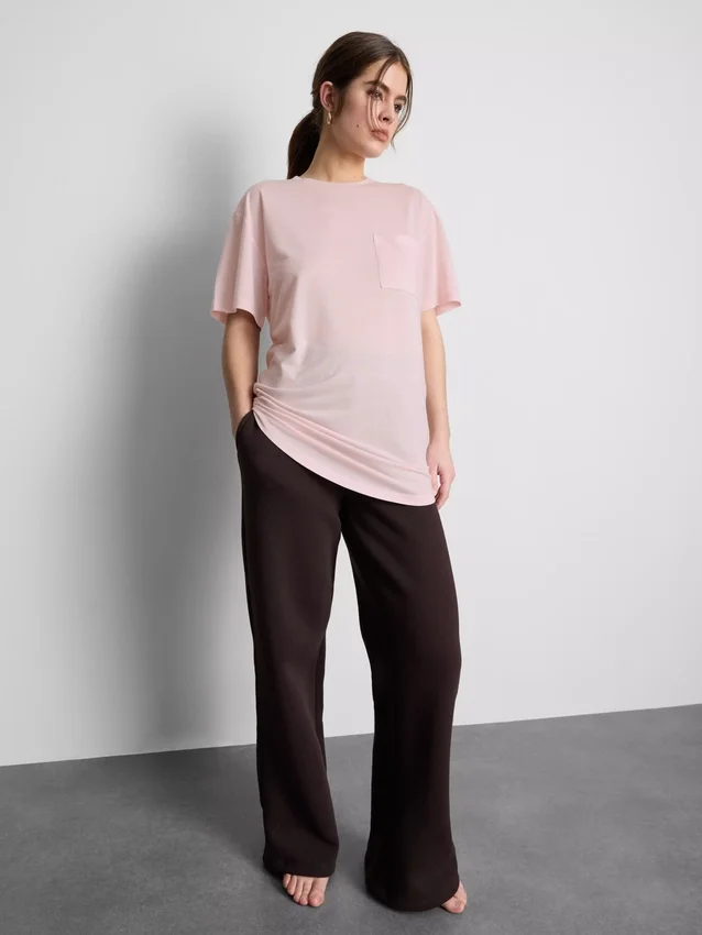 Camiseta larga de cuello redondo