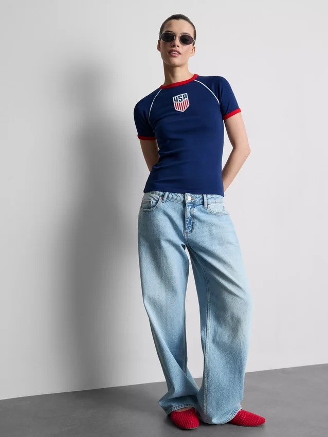 Camiseta larga para bebé con diseño de EE. UU.