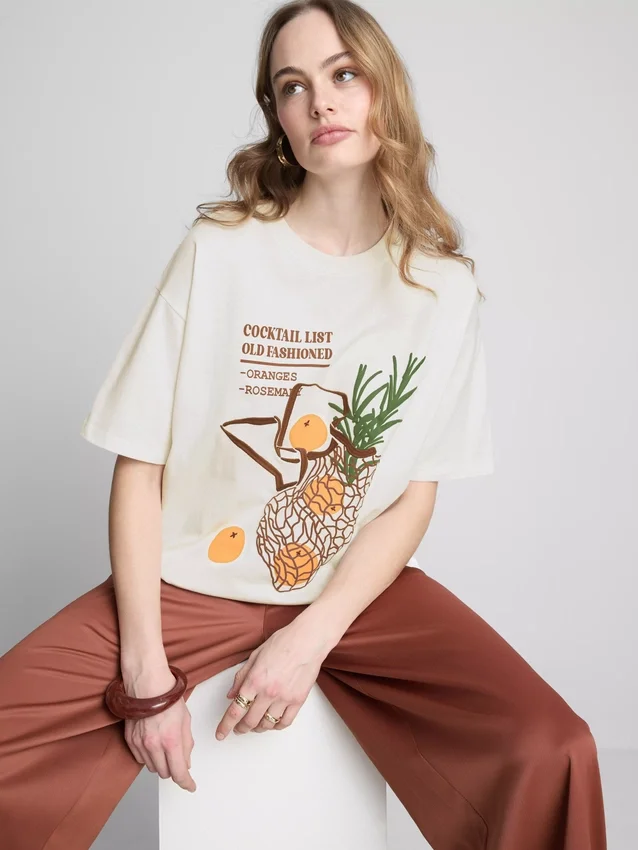 Camiseta oversize de algodón de estilo retro