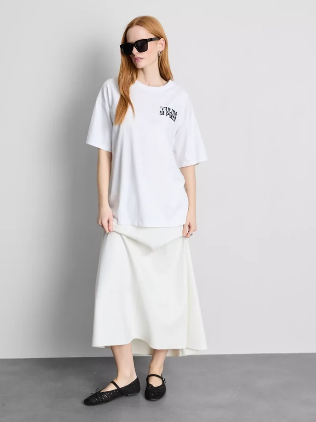Camiseta oversize de algodón estilo boyfriend con estampado