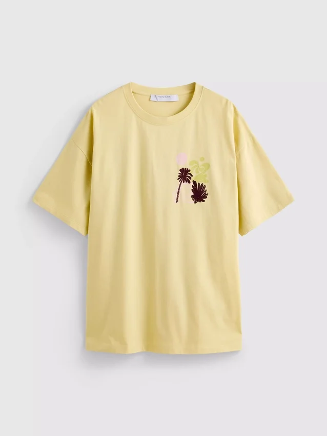 Camiseta oversize de algodón estilo boyfriend con estampado