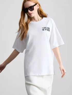 Camiseta oversize de algodón estilo boyfriend con estampado