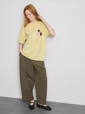 Camiseta oversize de algodón estilo boyfriend con estampado