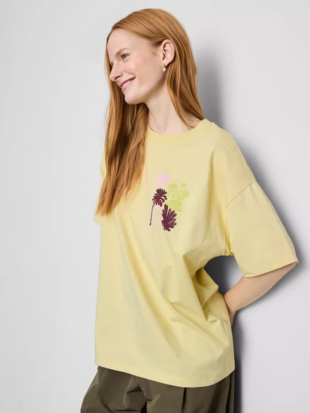 Camiseta oversize de algodón estilo boyfriend con estampado