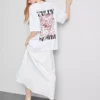 Camiseta oversize de algodón estilo boyfriend con estampado