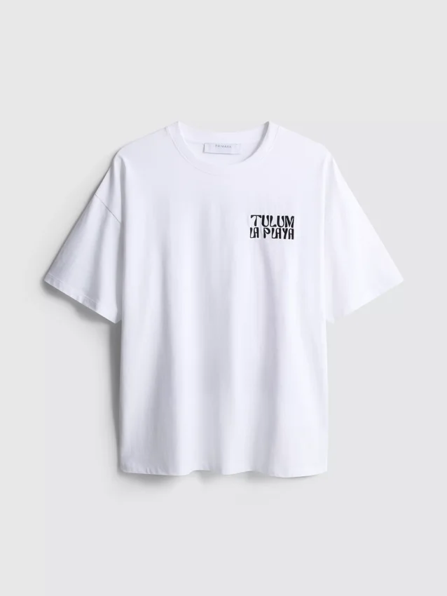 Camiseta oversize de algodón estilo boyfriend con estampado