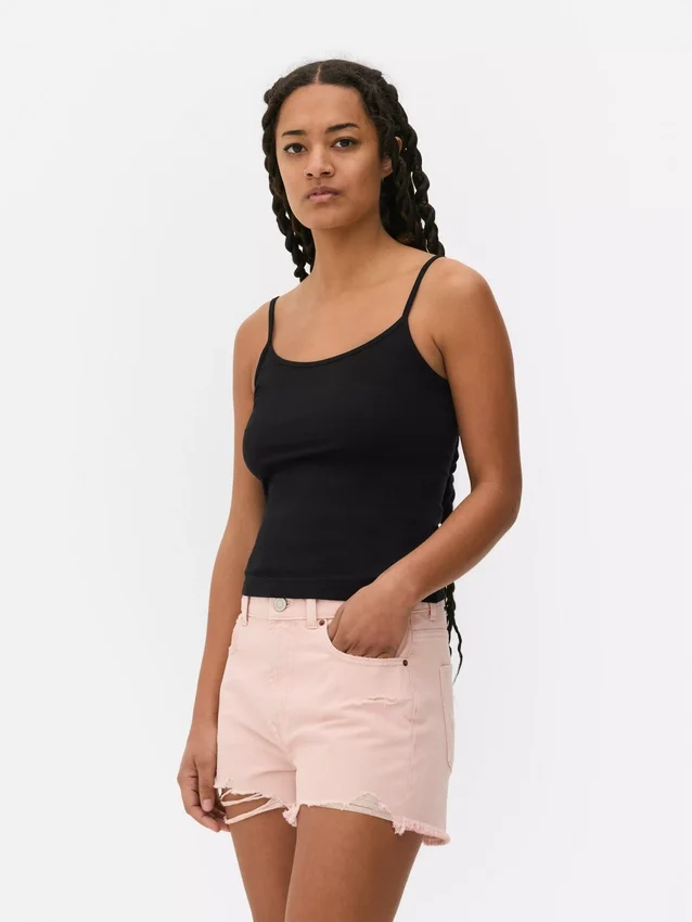 Camiseta sin mangas básica de jersey elástico