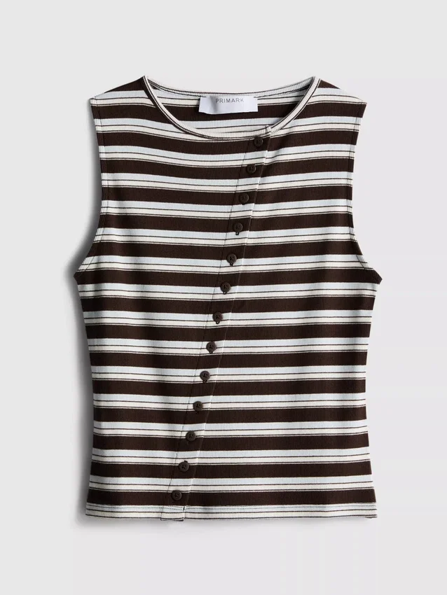 Camiseta sin mangas con botones, con alto contenido de algodón