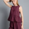 Camiseta sin mangas con dobladillo peplum a rayas