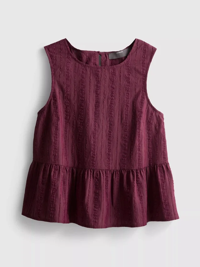 Camiseta sin mangas con dobladillo peplum a rayas