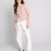 Camiseta sin mangas con dobladillo tipo peplum fruncido
