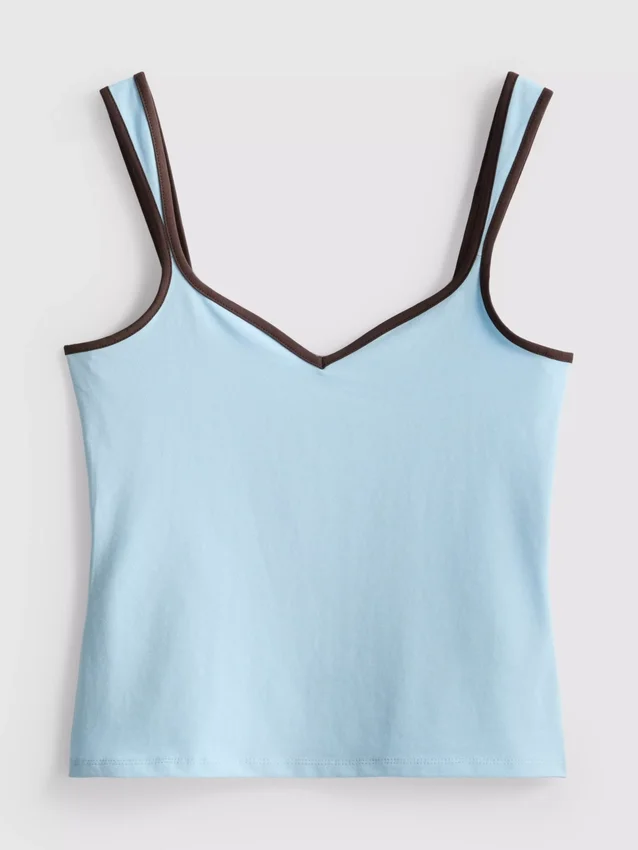 Camiseta sin mangas con escote corazón de alto contenido de algodón