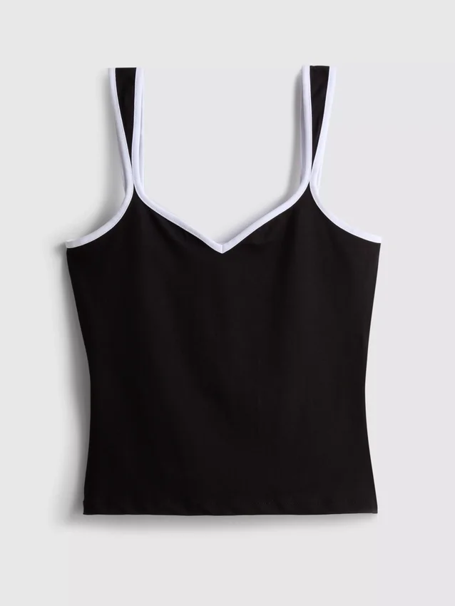 Camiseta sin mangas con escote corazón de alto contenido de algodón