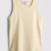 Camiseta sin mangas con espalda en forma de «U» y tejido acanalado con alto contenido de algodón