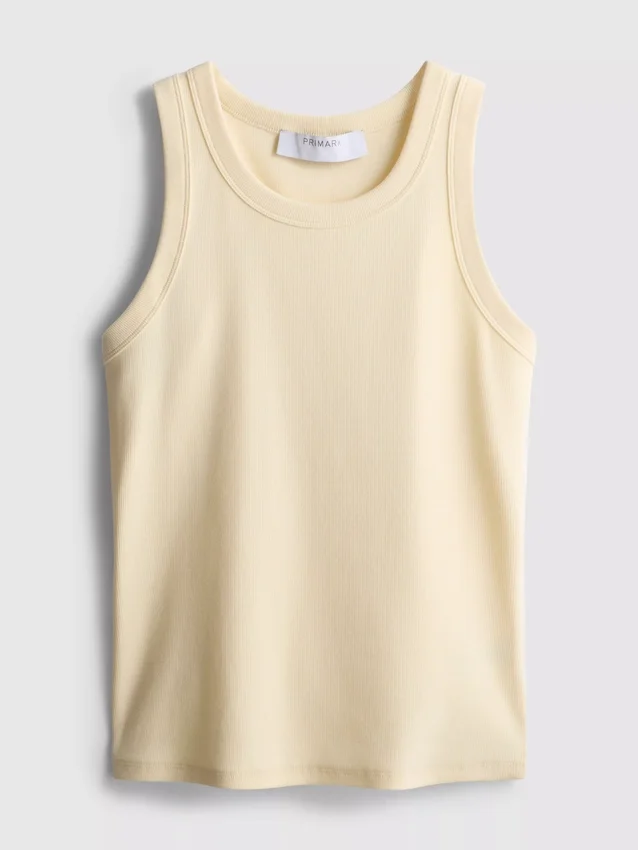 Camiseta sin mangas con espalda en forma de «U» y tejido acanalado con alto contenido de algodón