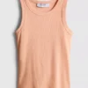 Camiseta sin mangas con espalda en forma de «U» y tejido acanalado con alto contenido de algodón