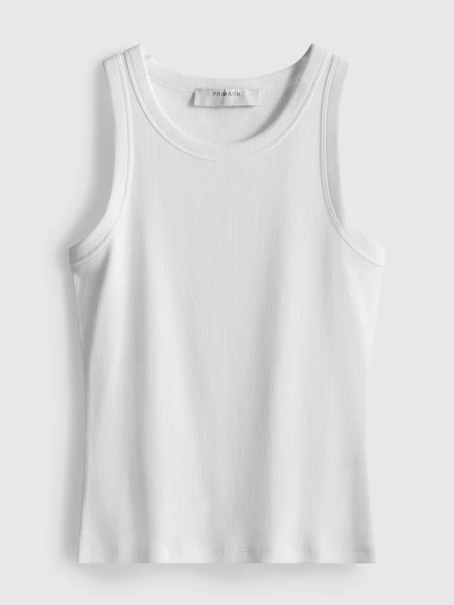 Camiseta sin mangas con espalda en forma de «U» y tejido acanalado, con alto contenido de algodón