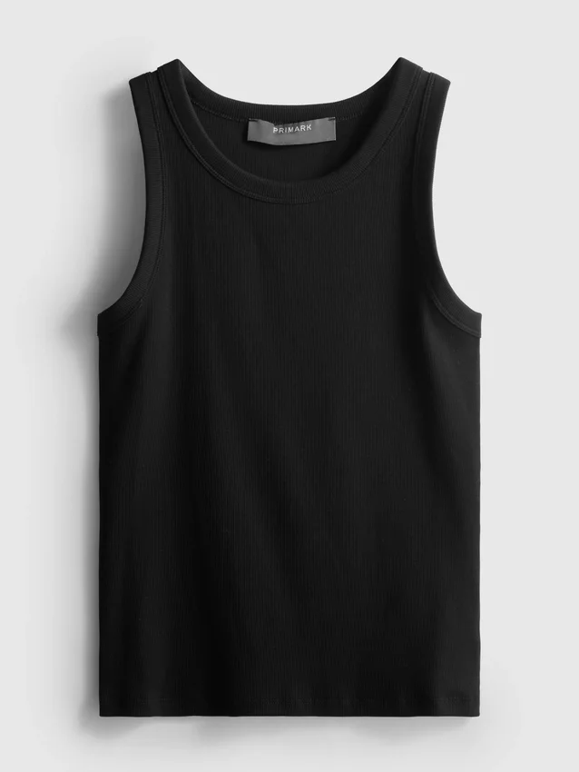 Camiseta sin mangas con espalda en forma de «U» y tejido acanalado, con alto contenido de algodón