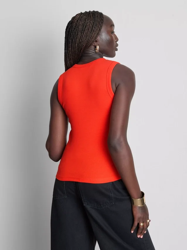 Camiseta sin mangas con estampado gráfico y tejido acanalado, con alto contenido de algodón
