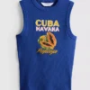 Camiseta sin mangas con estampado gráfico y tejido acanalado, con alto contenido de algodón