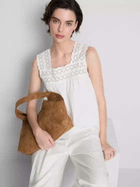 Camiseta sin mangas con inserto bordado