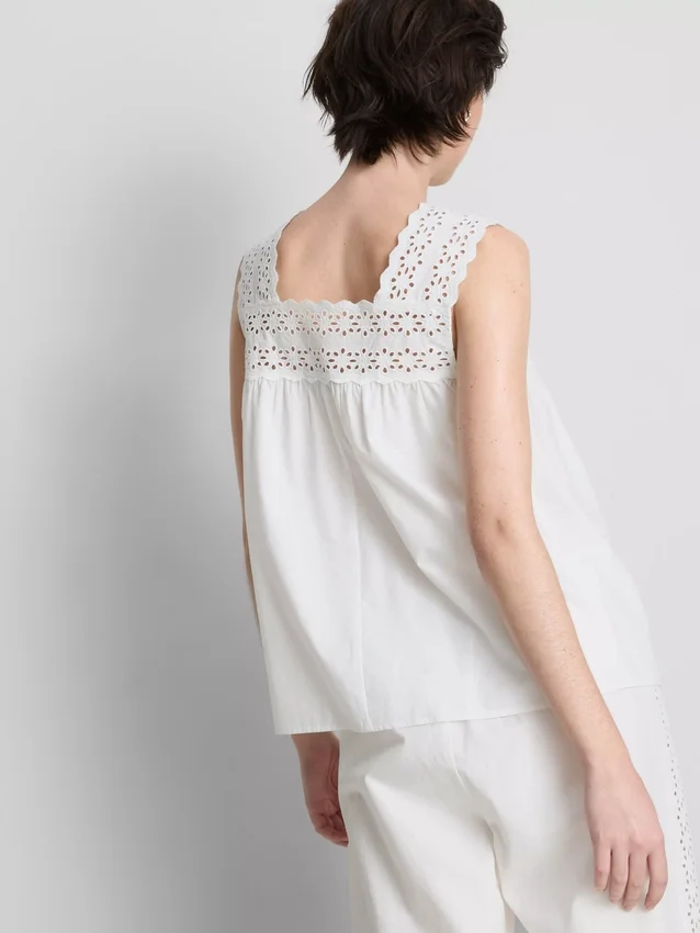 Camiseta sin mangas con inserto bordado