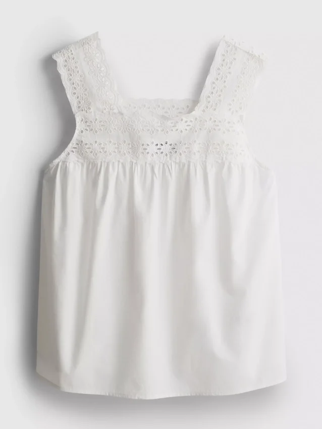 Camiseta sin mangas con inserto bordado