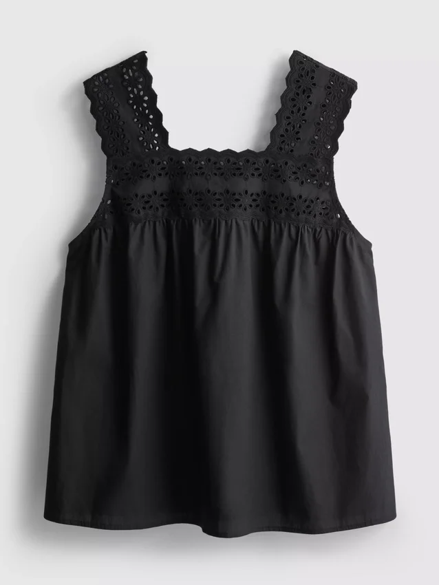 Camiseta sin mangas con inserto bordado