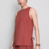 Camiseta sin mangas con lazo lateral texturizado