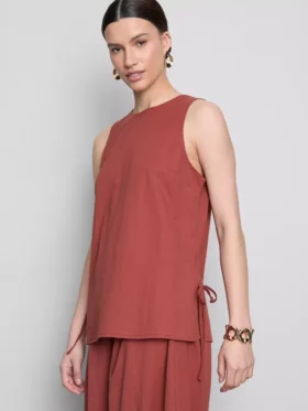 Camiseta sin mangas con lazo lateral texturizado