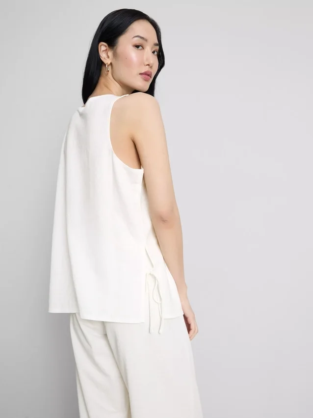 Camiseta sin mangas con lazo lateral texturizado