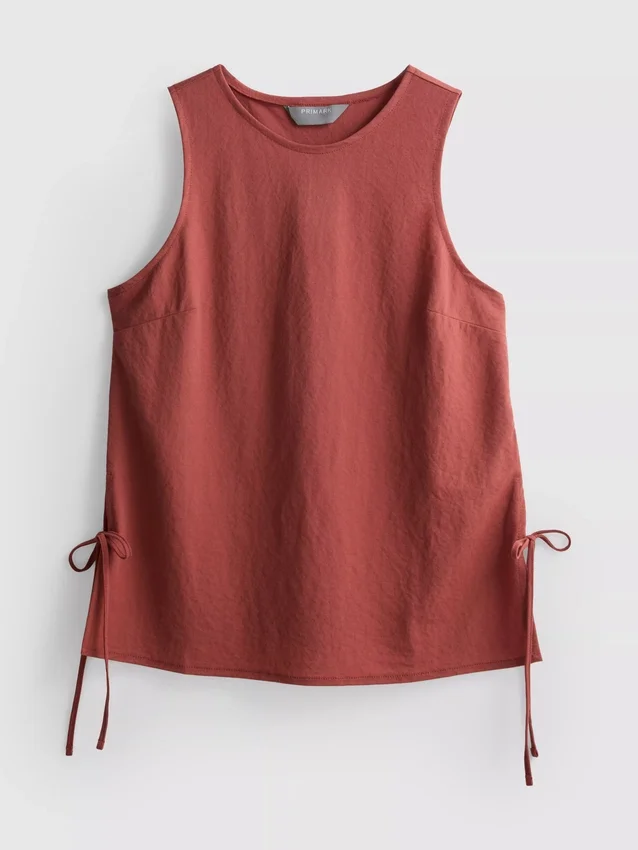 Camiseta sin mangas con lazo lateral texturizado