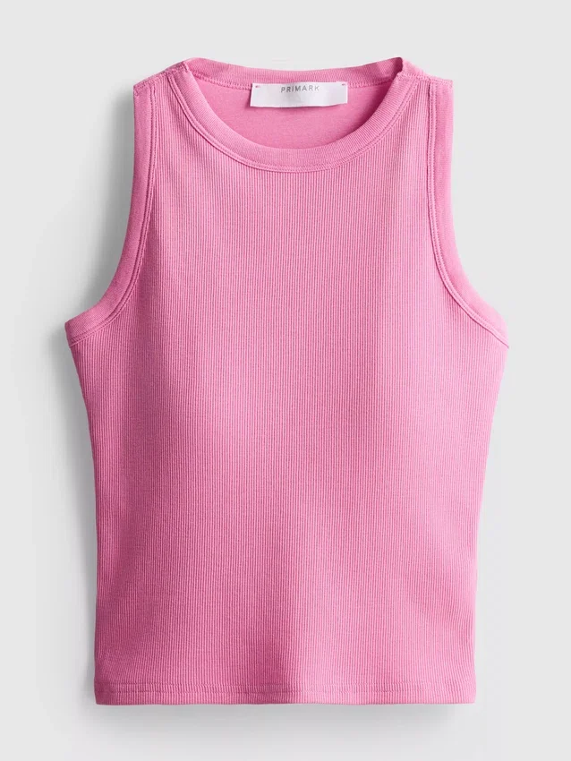 Camiseta sin mangas con sujetador incorporado de canalé