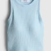 Camiseta sin mangas con sujetador incorporado de canalé