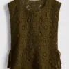 Camiseta sin mangas de crochet con lazo lateral