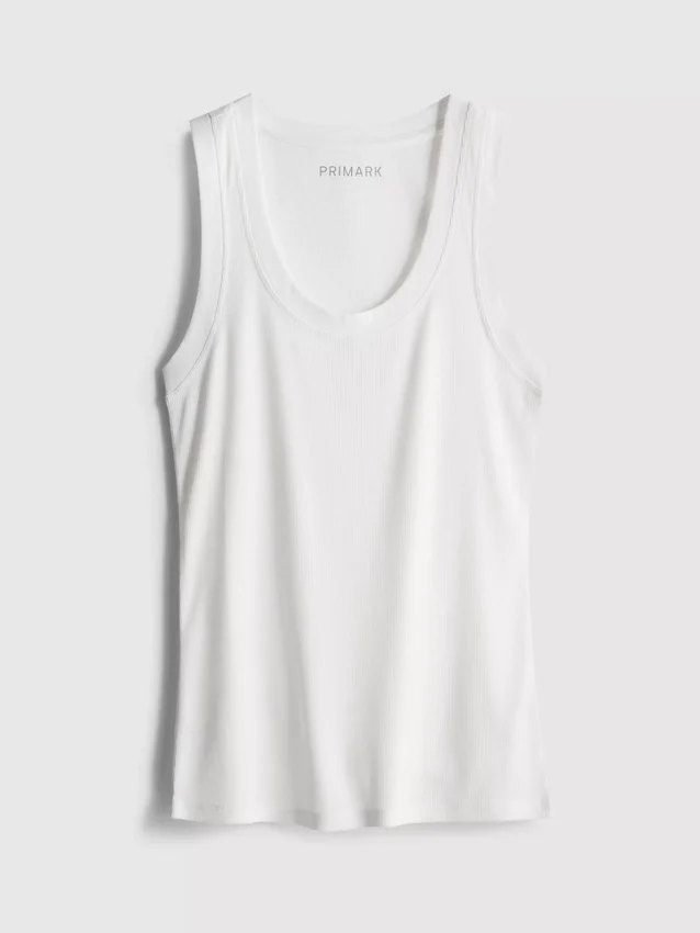 Camiseta sin mangas de mezcla de algodón acanalada