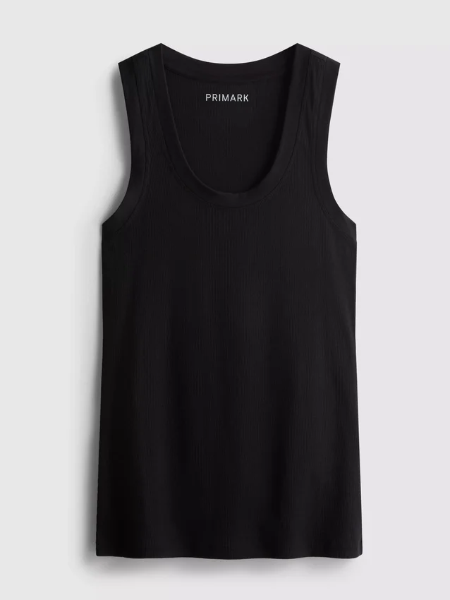 Camiseta sin mangas de mezcla de algodón acanalada