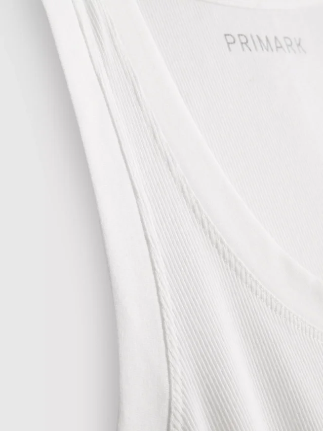 Camiseta sin mangas de mezcla de algodón acanalada